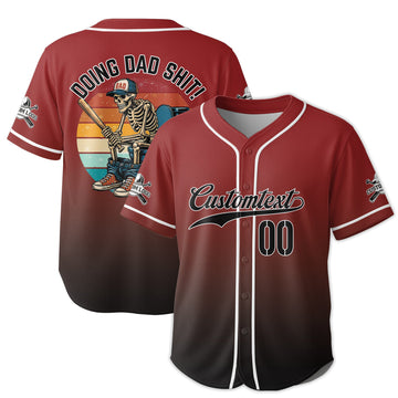 Doing Baseball Dad Shit - Custom Black and Red Gradient Baseball Jersey