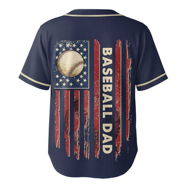 Baseball Dad - Custom Navy White Baseball Jersey