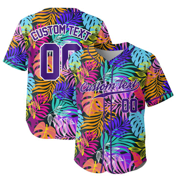 Custom Tropical Leaves Hawaii Pattern Baseball Jersey