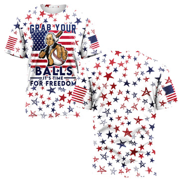 It's Time For Freedom Independence Day All Over Print T-Shirt