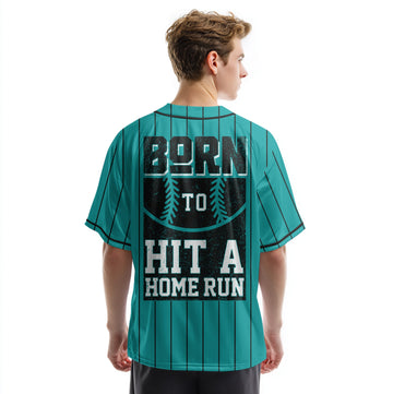 Born To Hit A Home Run - Custom Aqua Blue Black Baseball Jersey