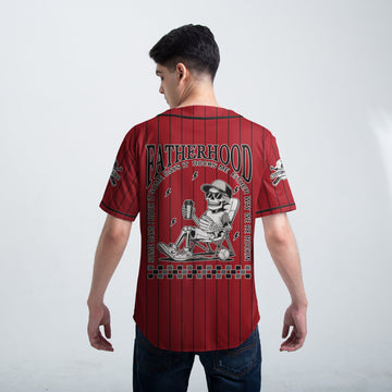 FATHERHOOD - Some Days I Rock It, Some Days It Rocks Me, Either Way We're Rockin - Custom Red Black Baseball Jersey