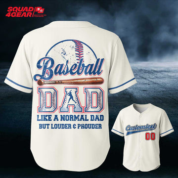 Baseball Dad Like A Normal Dad But Louder & Prouder - Custom Cream Baseball Jersey
