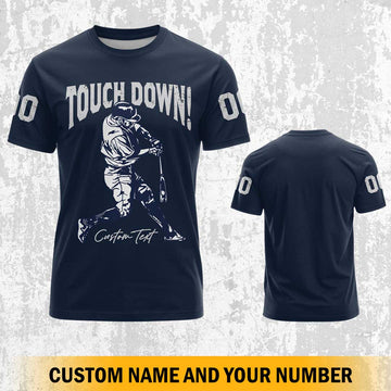 Custom Text Custom Number Touch Down Shirt Baseball