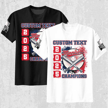 Baseball Minnesota State Series - Black White Baseball T-Shirt