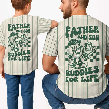 Father And Son Buddies For Life - Custom Family Matching Baseball Jersey