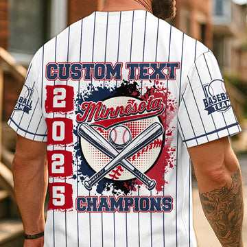 Baseball Minnesota State Series - Custom White with Navy Stripes Baseball Jersey