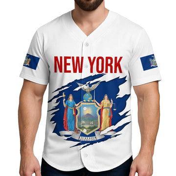 Baseball New York Flag In State Series - Custom All Over Print Baseball Jersey