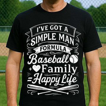 Simple Man Formula - Black White Baseball T-Shirt