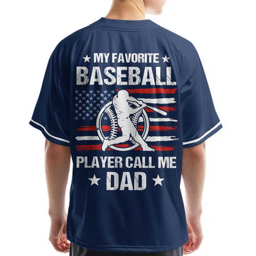 Baseball Dad My Favorite Baseball Player Call Me Dad - Custom Navy White Baseball Jersey