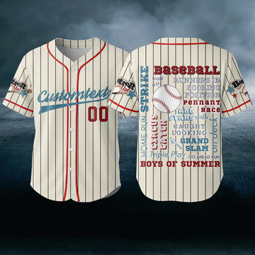 Baseball Slangs - Custom Cream Red Blue Baseball Jersey
