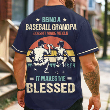 Being A Baseball Grandpa Doesn't Make Me Old - Custom Navy Yellow Baseball Jersey