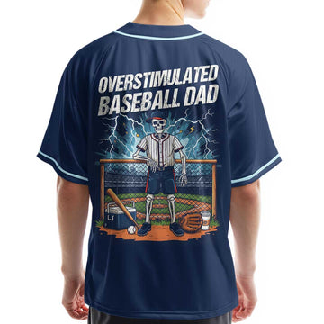 Overstimulated Baseball Dad - Custom Navy Halloween Baseball Jersey