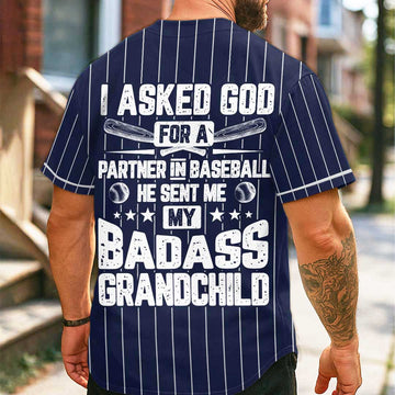 I Asked God For A Partner In Baseball - Custom Navy Baseball Jersey