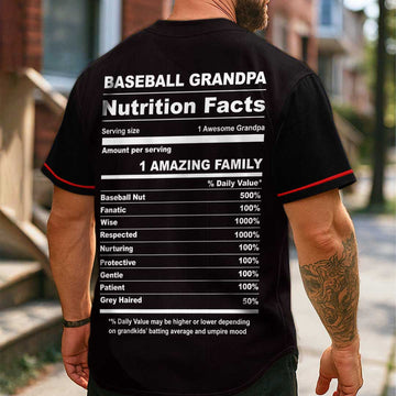 Baseball Grandpa Facts - Custom Black Baseball Jersey