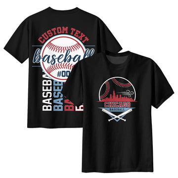 Custom Baseball State Series - Black White Baseball T-Shirt