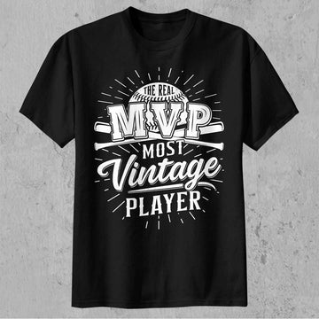 The Real MVP - Black White Baseball T-Shirt