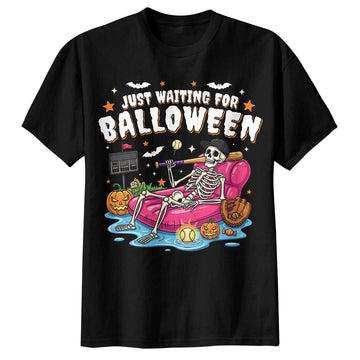 Just Waiting For Balloween Baseball Halloween T-Shirt