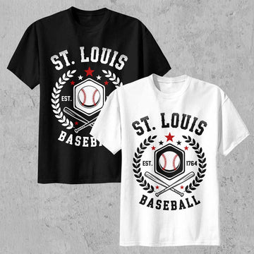 Baseball St. Louis State Series - Black White Baseball T-Shirt