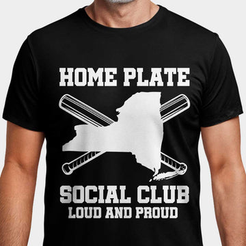 California Home Plate Social Club - Black White Baseball T-Shirt