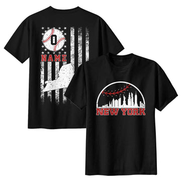 New York State Baseball - Black White Baseball T-Shirt