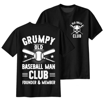 Old Balls Club Founder And Member - Two Sided Black White Baseball T-Shirt