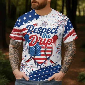 Respect The Drip Independence Day shirt, 4th of July Shirts - Custom Text, Custom Number - Baseball Shirts For Baseball Lovers