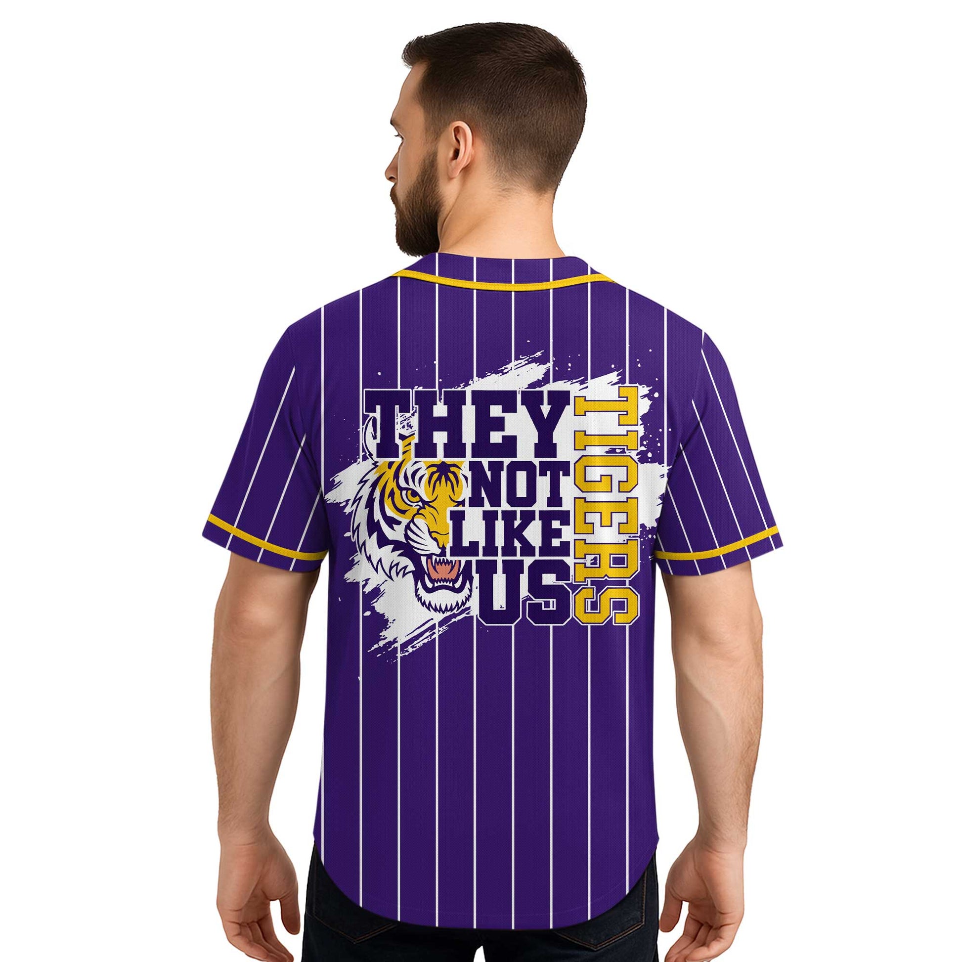 They Not Like Us Tigers - Custom Purple Yellow Baseball Jersey