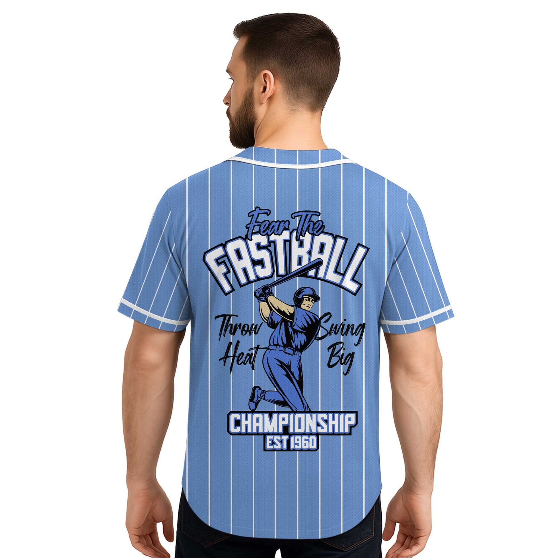 Throw Heat Swing Big - Custom Light Blue with White Stripes Baseball Jersey