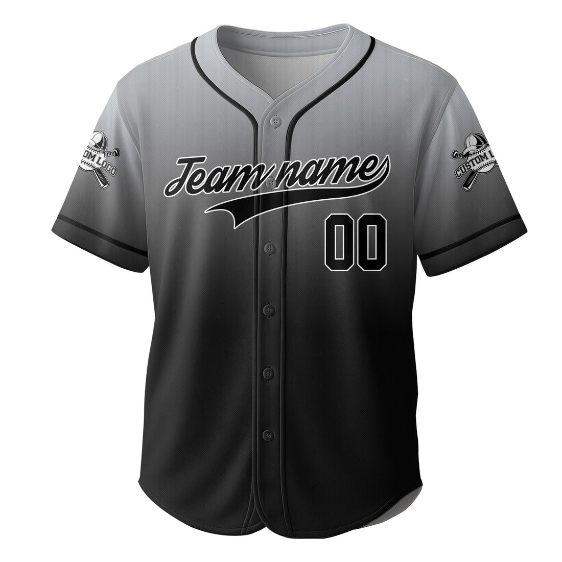 Watch Ya Mouth - Custom Gray and Black Gradient Baseball Jersey