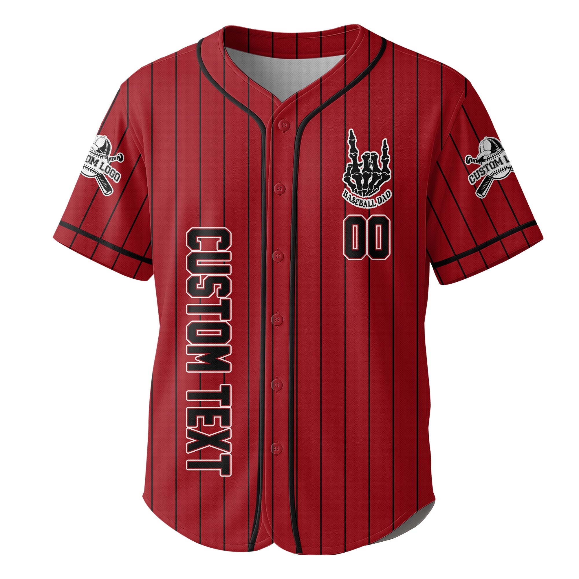 FATHERHOOD - Some Days I Rock It, Some Days It Rocks Me, Either Way We're Rockin - Custom Red Black Baseball Jersey