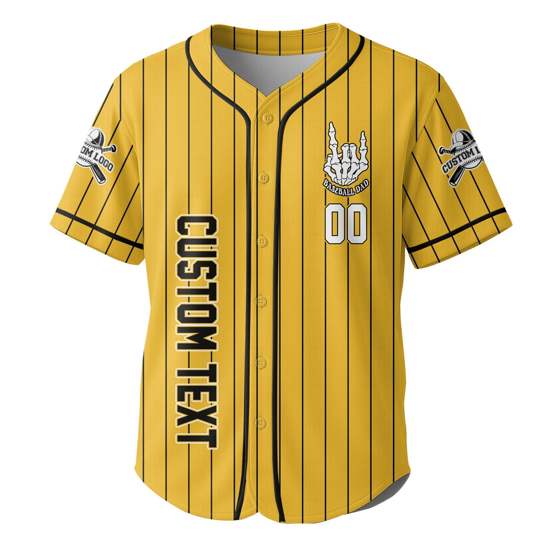FATHERHOOD - Some Days I Rock It, Some Days It Rocks Me, Either Way We're Rockin - Custom Yellow and Black Striped Baseball Jersey