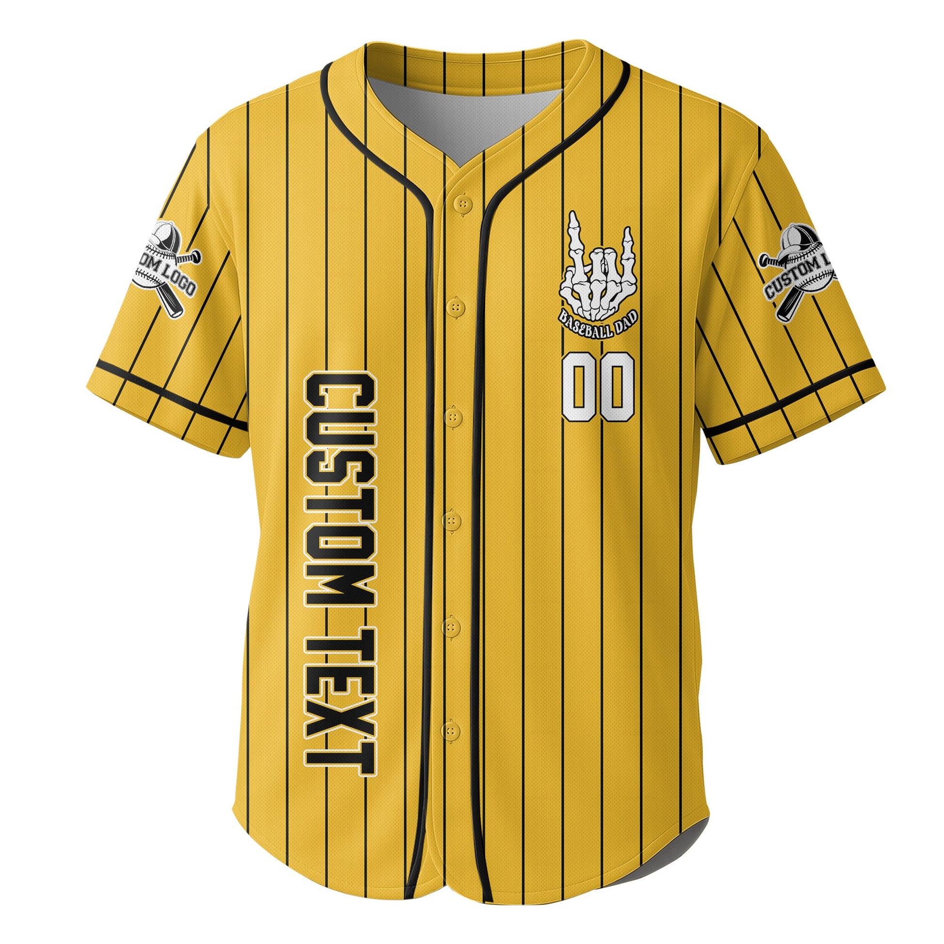 FATHERHOOD - Some Days I Rock It, Some Days It Rocks Me, Either Way We're Rockin - Custom Yellow and Black Striped Baseball Jersey