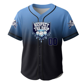 Respect The Drip - Custom Blue and Black Baseball Jersey