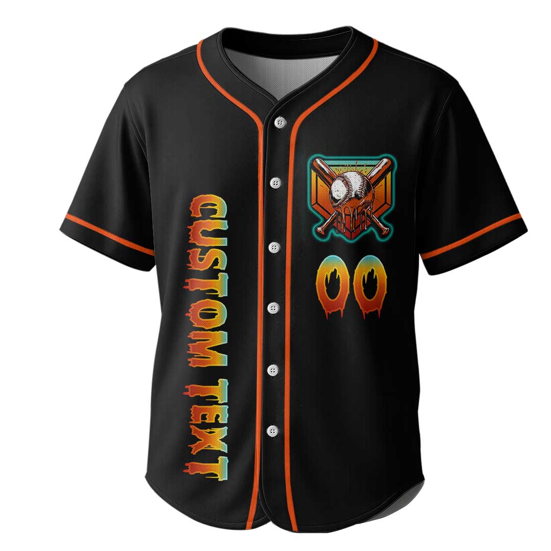 Hat Trick Or Treat - Custom Black and Orange Baseball Jersey