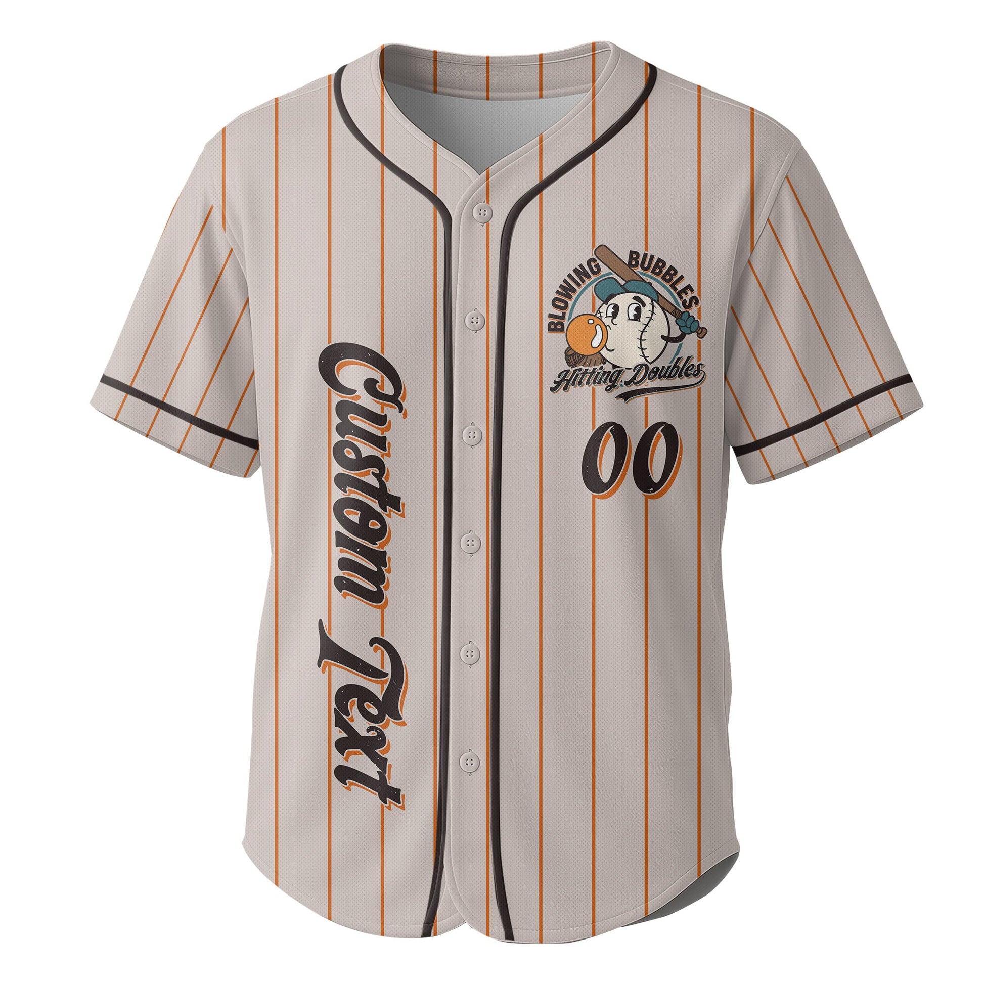 Blowing Bubbles Hitting Doubles - Custom Orange Stripes Baseball Jersey