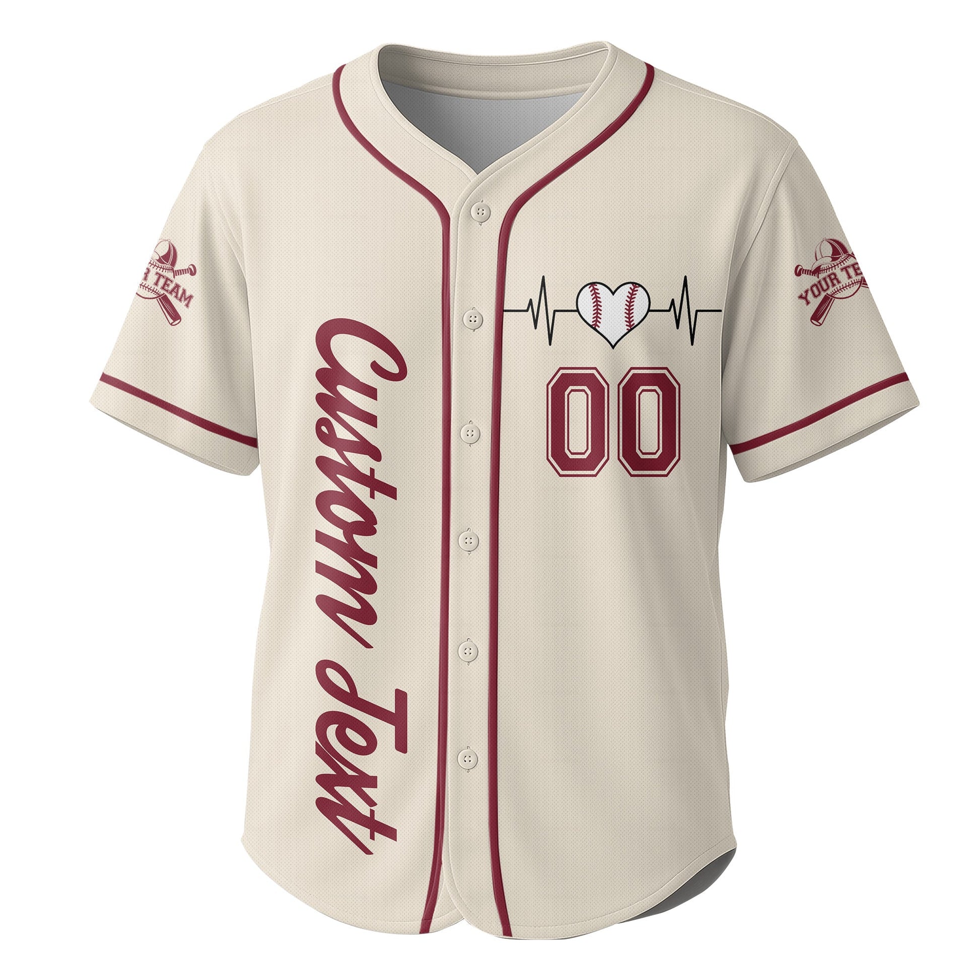 No Place Like Home - Custom Cream Red Baseball Jersey