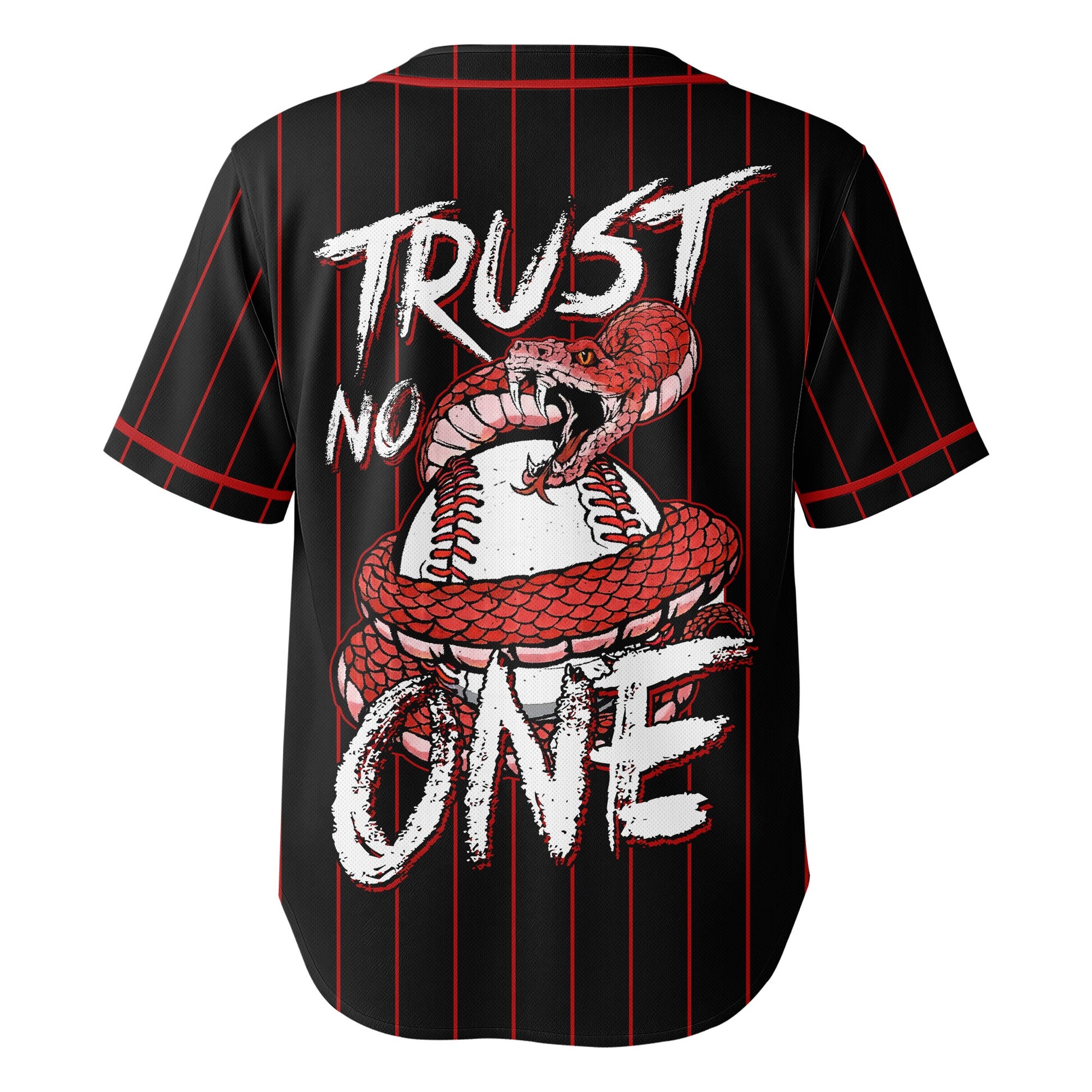 Trust No One - Custom Black Red Baseball Jersey