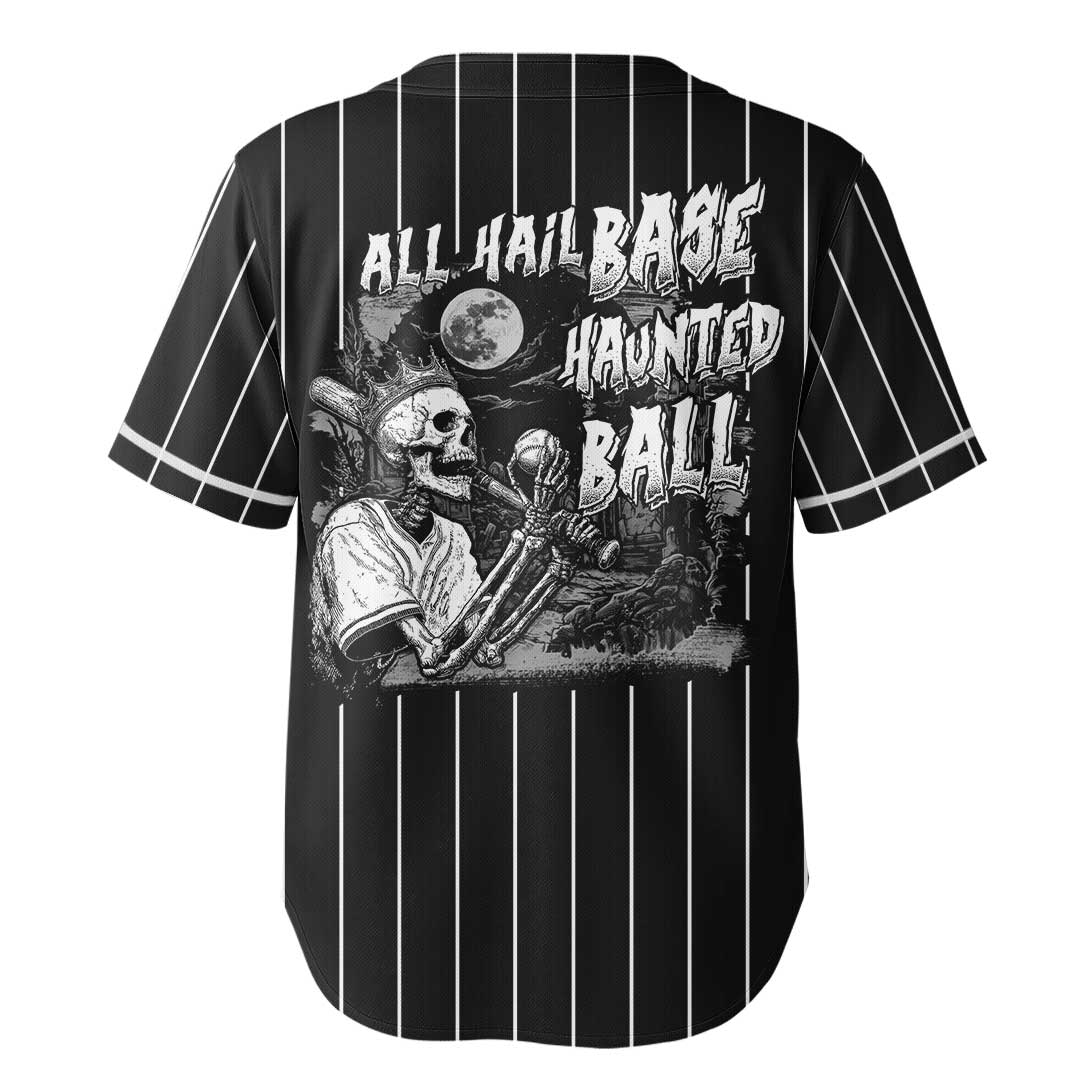 All Hail Base-Haunted-Ball - Custom Black White Halloween Baseball Jersey