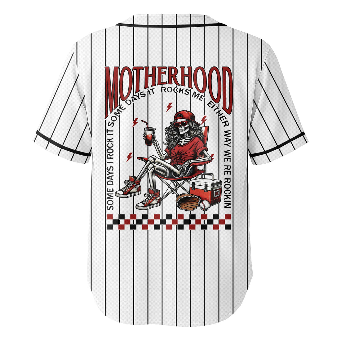 Motherhood Rock It Together - Custom White and Black Stripes Baseball Jersey