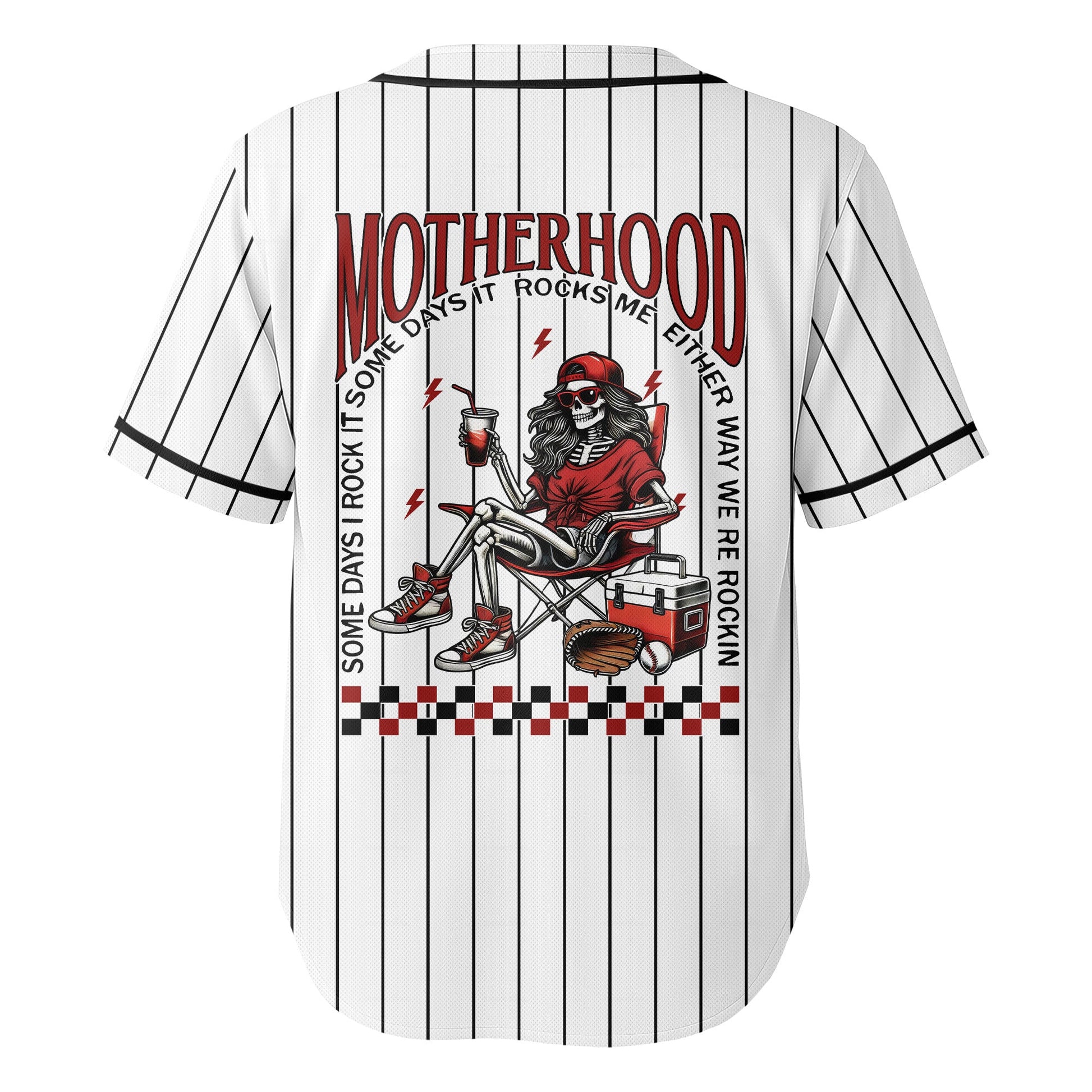 Motherhood Rock It Together - Custom White and Black Stripes Baseball Jersey