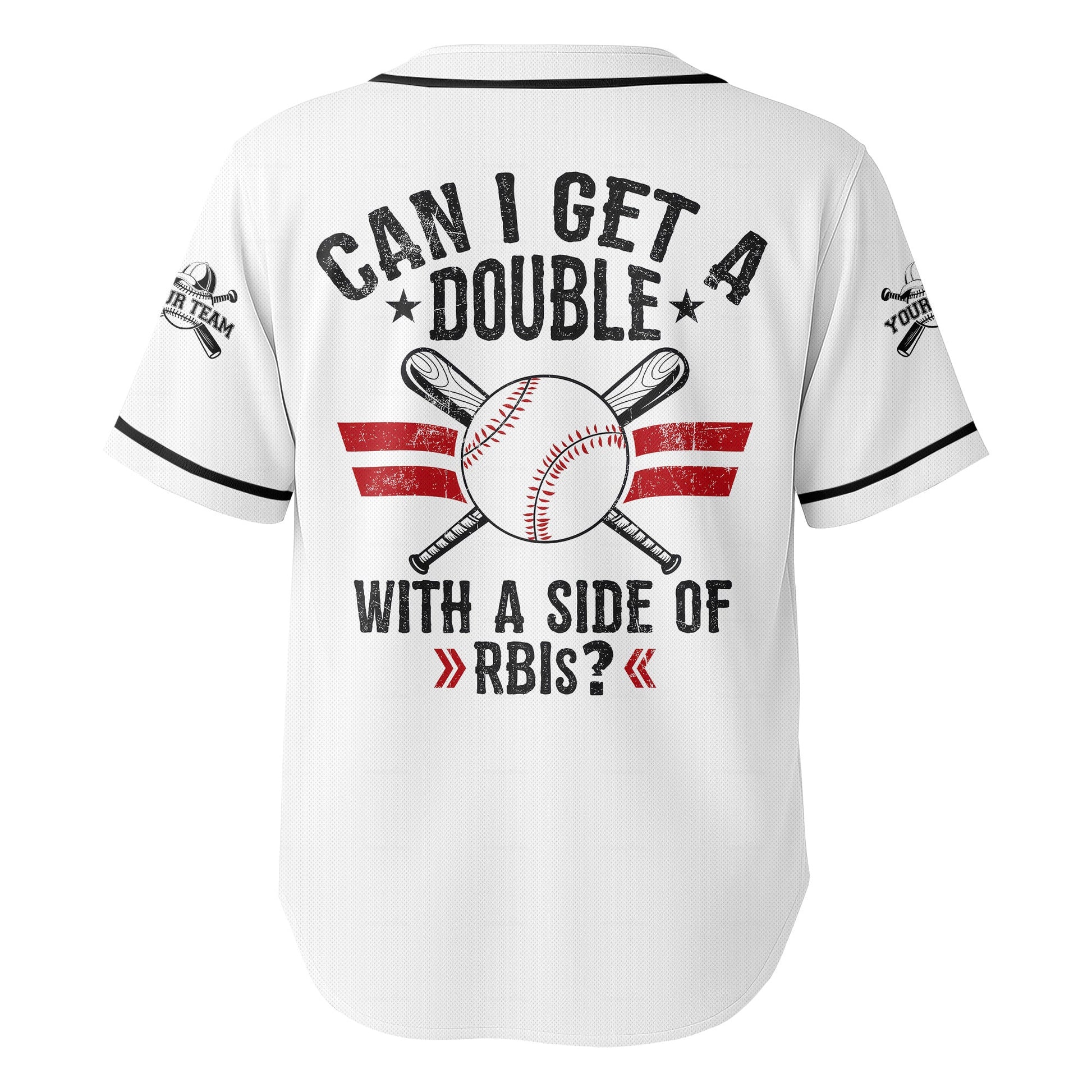 Can I Get A Double With A Side Of RBIs - Custom Cream White Baseball Jersey