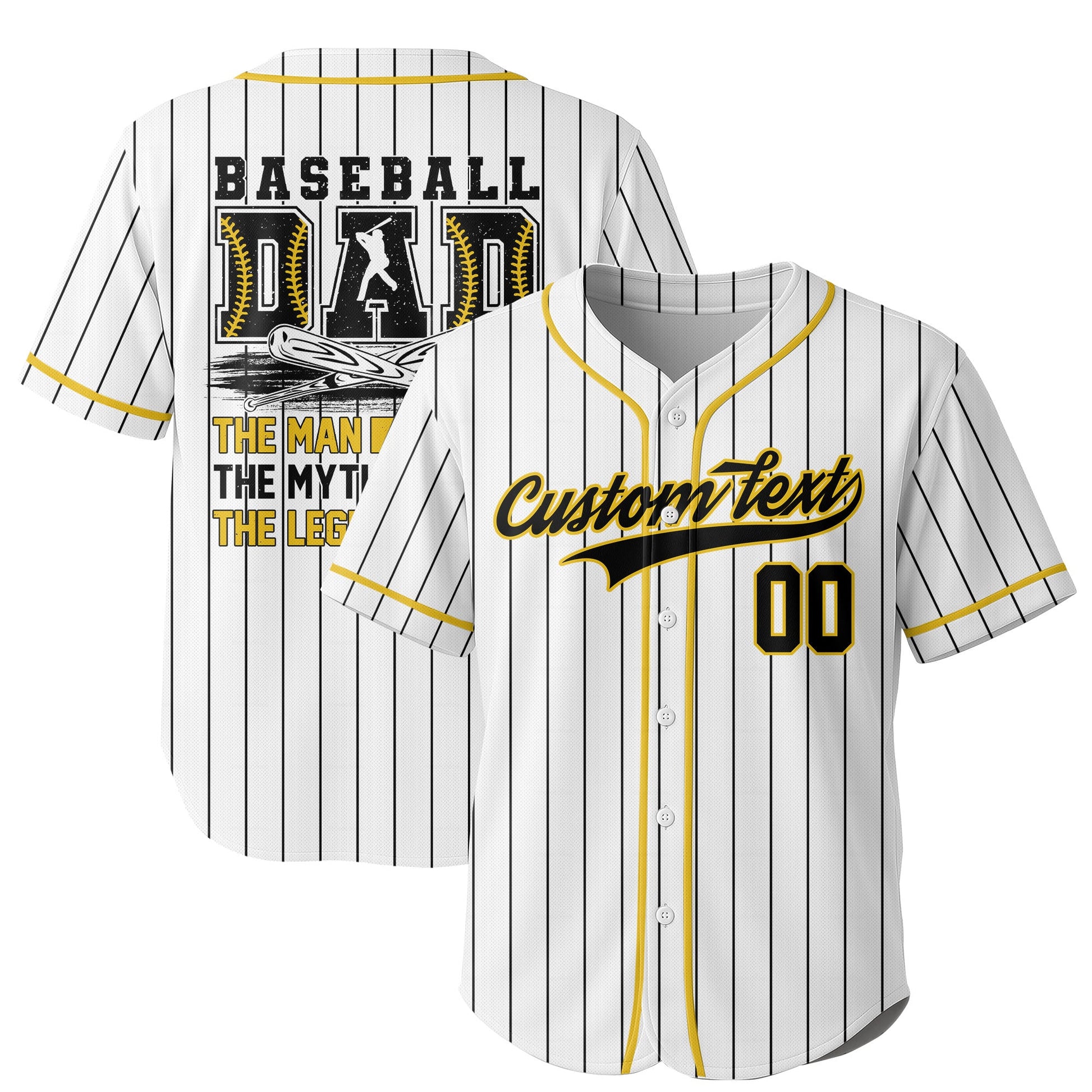 Custom Baseball Jersey - Baseball Dad The Men, The Myth, The Legend - Father's Day Shirt for Baseball Lover, Gift for Husband, New Father