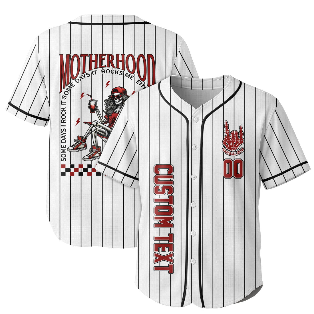 Motherhood Rock It Together - Custom White and Black Stripes Baseball Jersey