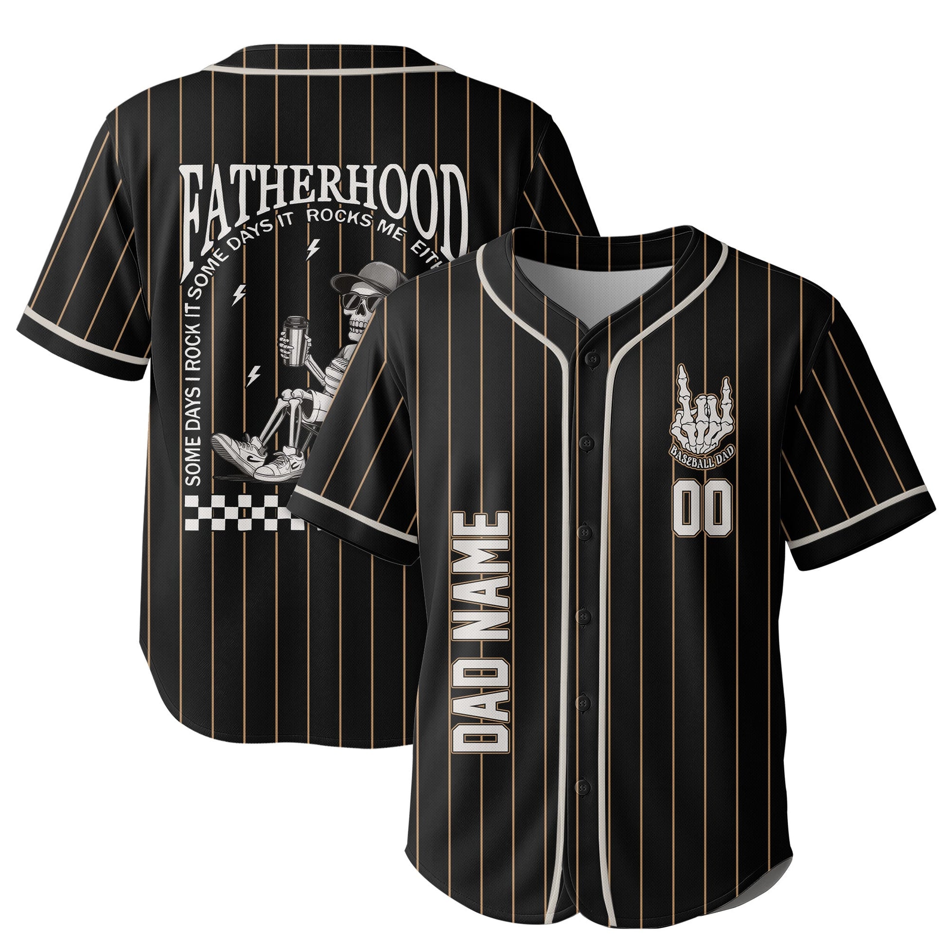 FATHERHOOD - Some Days I Rock It, Some Days It Rocks Me, Either Way We're Rockin - Custom Father Day Baseball Jersey