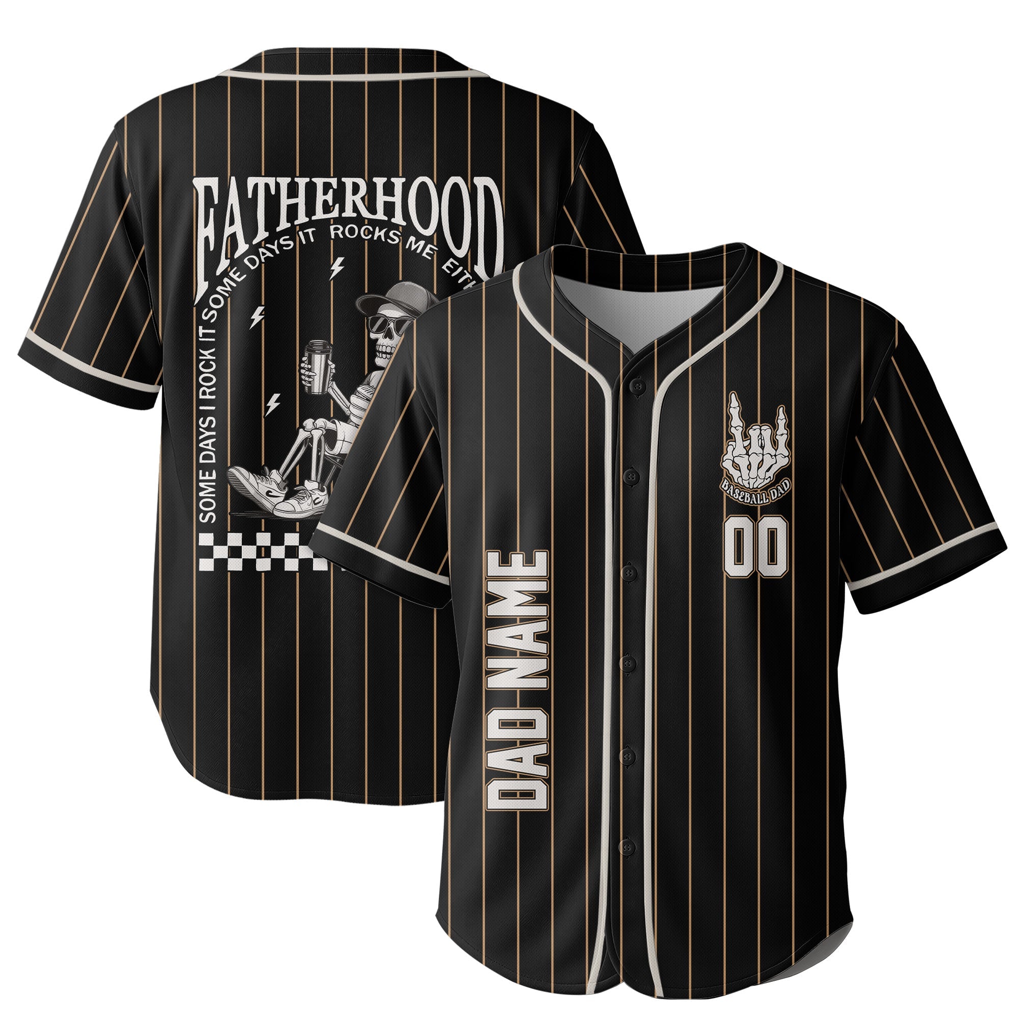 FATHERHOOD - Some Days I Rock It, Some Days It Rocks Me, Either Way We're Rockin - Custom Father Day Baseball Jersey