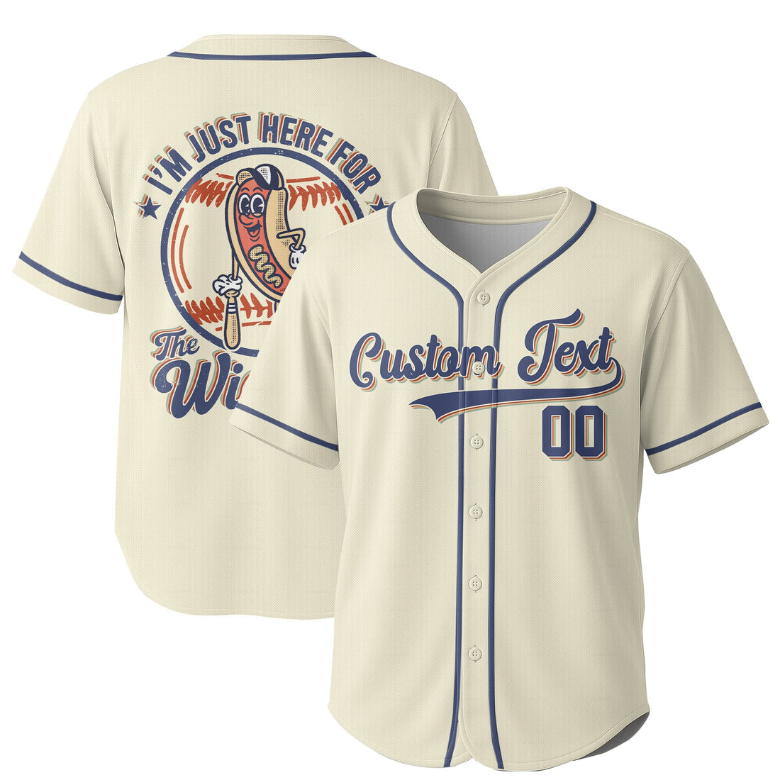 I'm Just Here For The Wiener - Custom Fouth of July Vintage Baseball Jersey