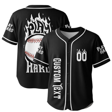 Play Hard Baseball - Custom Black and White Baseball Jersey