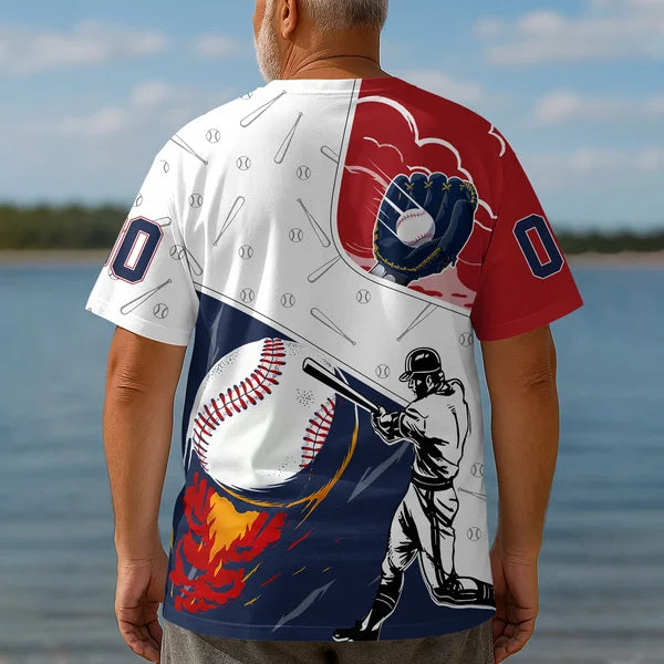 Custom Baseball 3D Tshirts Red Navy Baseball Shirts for Lovers - All Over Print