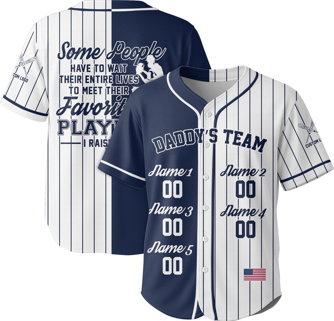 Custom Baseball Dad Jersey with Kids Name -Some People Have to Wait Their Entire Lives -  Father's Day Shirt for Baseball Lover, Gift for Husband, New Father